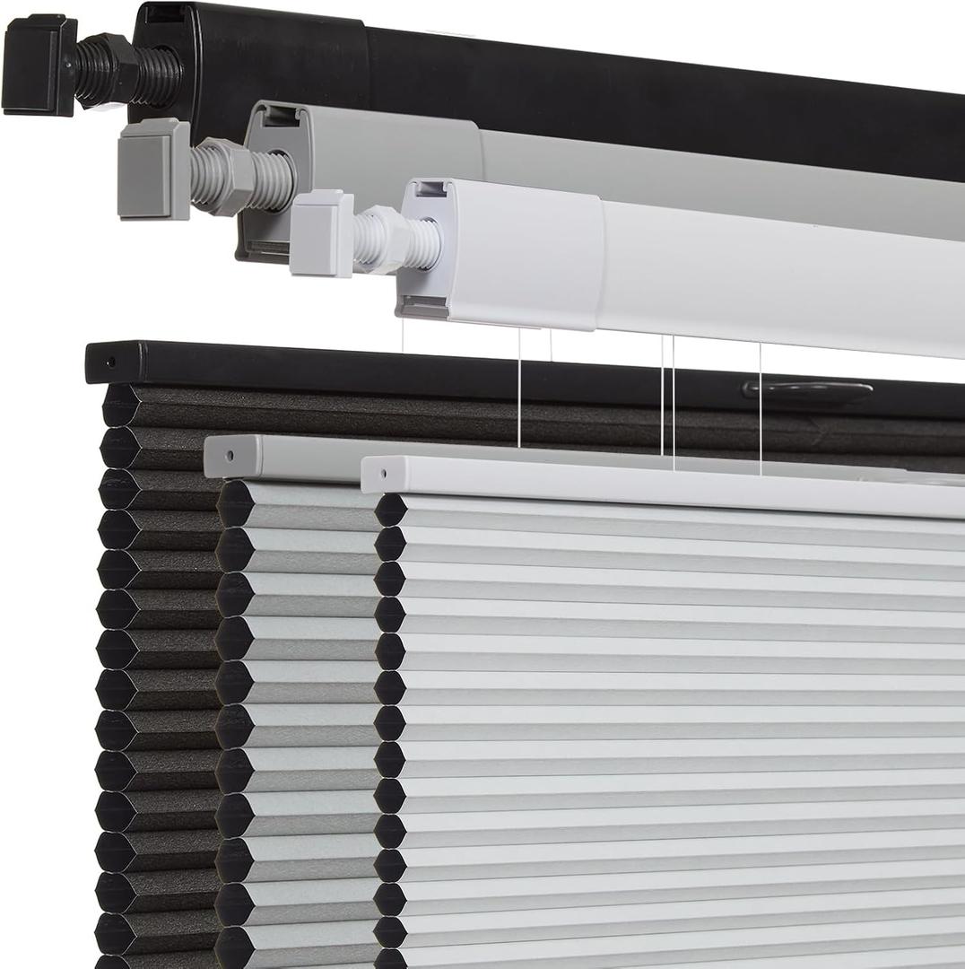 No Drill No Tools Cellular Shades for Windows, Top Down Bottom Up Honeycomb Blinds, Blackout Cordless Window Blinds for Indoor Windows, Easy to Install,Blackout, White