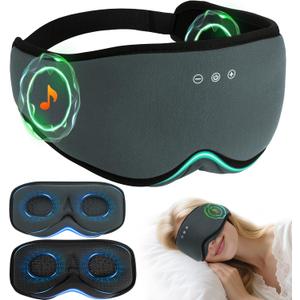 LC-dolida Bamboo Cotton Bluetooth Sleep Mask, 2 in 1 3D Soft Sleep Mask with Sleep Headphones, Sleep Eye Mask with Timming Setting, Blackout Sleeping Mask for Side Sleepers, Women Men, Grey