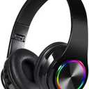 Bluetooth Headphones Over Ear, Noise Reduction Wireless Headphones with Microphone/Deep Bass, HiFi Stereo Foldable Lightweight LED Headset for PC Home Travel Office