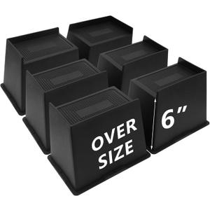 6 Pack Bed Risers 6 inch Heavy Duty, Oversized Furniture Risers, Extra Wide Bed Lifts Risers for Table, Sofa, Dorm Twin XL, Couch, Desk, Bed Frame Risers Supports Up to 6,500 Lbs