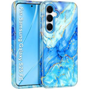 Hekodonk for Galaxy S25 FE Case,Heavy Duty Full Body Shockproof Protection 3 in 1 Hybrid Hard PC Soft Rubber Rugged Drop Protective Slim Women Girls Case for Samsung Galaxy S25 FE 5G,Sky Blue