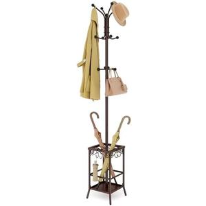 Hoctieon Coat Rack Freestanding, Entryway Coat Hanger Stand, Umbrella Holder, Hall Tree With 12 Hooks, Standing Coat Rack, Floor Standing Metal Umbrella Tree Stand, Brown