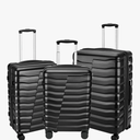 Lightweight Luggage with Spinner Wheels & YKK Zipper, Hard Shell 3-Piece Suitcase ABS+PC Hardside Luggage Set with TSA Lock for Men Travel, Black (20+24+28 inch)