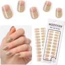 6 x Gloss Nail Strips|Uv Free|22 Pcs,Gel Nail Stickers|Long Lasting Two Weeks and Easy to Apply&Remove|Golden Spot