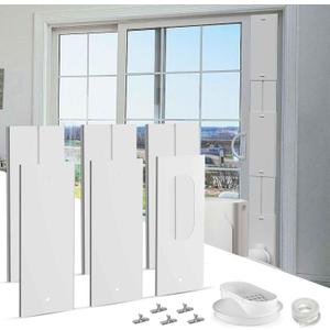 Universal Sliding Door AC Vent Kit: Coupler Filter Fits 5.1" & 5.9" Exhaust Hose, Portable air Conditioner Window kit with 6 Upgrade Plates, Adjustable 17 to 95 Inches