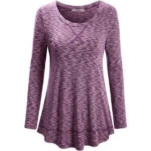 Cestyle Workout Tops for Women Yoga Tops Running Shirts Activewear Tee Shirt (X-Large, 111-light Purple (Long Sleeve)), Size: X-Large