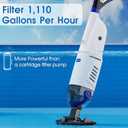Cordless Handheld Pool Vacuum Cleaner 1110 GPH True Strong Suction 60min Run-time 40m Ultra Fine Mesh Filter for Leaves Debris,with Aluminum Pole&Angle Head for Hot Tubs,Inground &Above Ground Pools (Blue)