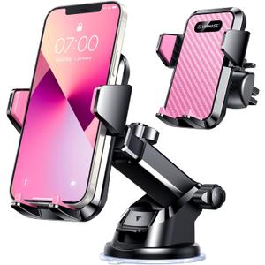 VANMASS 2025Strongest Suction & Military-Grade Car Phone Mount Patent & SafetyUltimate Cell Phone Holder Handsfree Stand for Dash Windshield Vent for iPhone 16 15 Pro Max 14 Android & Truck, Pink