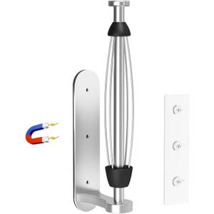 Magnetic Paper Towel Holder for Fridge - No Drill, One Hand Tear with Ratchet Mechanism, Silver, Self-Adhesive & Wall Mount for Kitchen, RV, Garage