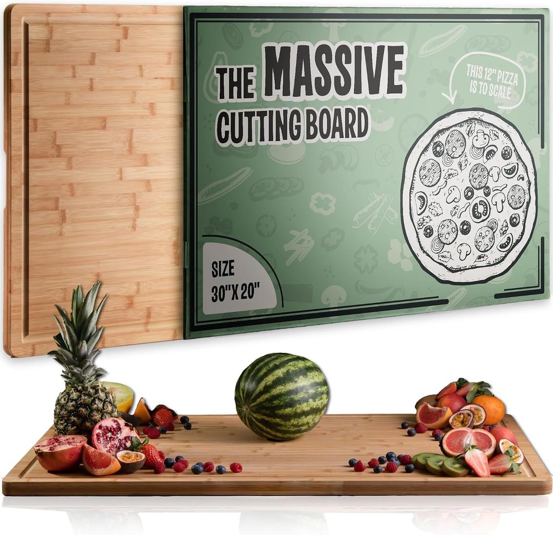 Extra Large Cutting Board for Kitchen 30 X 20 for Kitchens - Heavy Duty Bamboo Chopping Boards for Meat, Veg & Charcuterie - 30" Cutting Board Large Wooden Stove Top & Countertop (30" x 20")