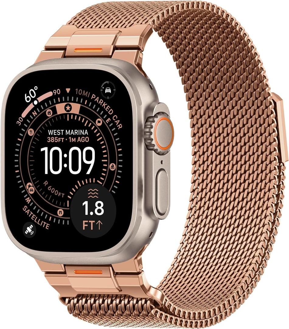 BXUXOHS Milanese Loop- Compatible with Apple Watch Ultra 3 2 1 Band for Men 49mm 46mm 45mm 44mm 42mm 41mm 40mm 38mm,Magnetic Mesh Metal Strap Wristband for iWatch SE 3/2 Series 11/10/9/8/7/6/5/4 Ultra