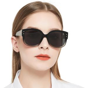 AEZUNI Trendy Reading Sunglasses Women Stylish Square Sun Readers UV Protection Glasses 1.0 1.5 2.0 2.5 3.0 3.5 (Not-bifocal (Black+clear)