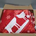Dinjoy Christmas Quilt King Size with 2 Pillow Shams, Lightweight Bedspread Holiday Red Soft Coverlet Reindeer Pattern Bedspread for All Seasons Bed Cover Home Decor