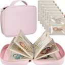 Travel Jewelry Organizer Case,Small Jewelry Bags for Traveling, Jewelry Binder with 24 Pcs Clear Zipper Velvet Pouches (Pink)