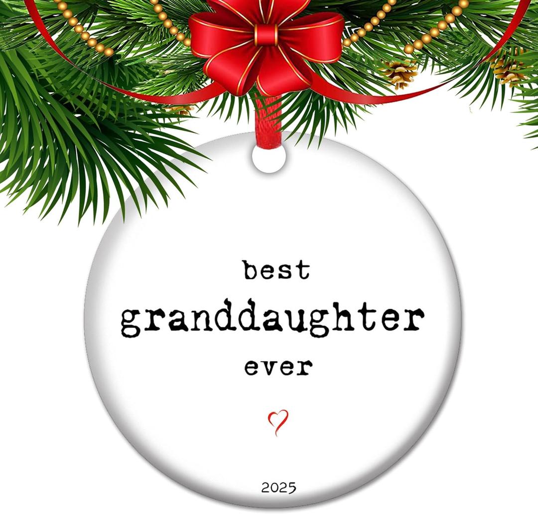 Heartfelt Granddaughter Keepsake Ceramic Ornament, Gift for Granddaughter from Grandfather, Sentimental Gift from Grandmother (V3)