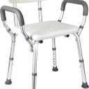 Shower Chair Seat with Padded Armrests for Bathtub Slip Resistant Shower Seat Adjustable Height Shower Chair 350 lb Capacity