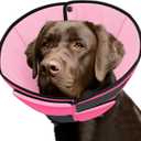 Queenmore Dog Cones for Large Dogs, Soft Dog Cone for Large Breeds, Cone for Dogs After Surgery, Adjustable Elizabethan Collar for Pet to Prevent Licking Wounds, Pink, Large
