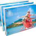 5x7 Acrylic Picture Frame 3 Pack, Clear Double Sided Photo Frame with Magnetic Acrylic Self Standing for Tabletop Display, Wedding Table Numbers