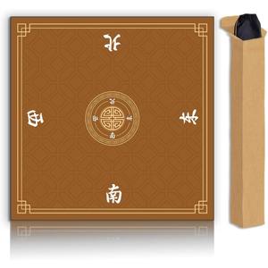 Mahjong Mat, Non-Slip Noise Reducing Game Mat, 31.5 Inch Mahjong Table Mat,Mahjong Mat with Cloth Bag and Carton Storage,Suitable for Mahjong, Dominoes, Solitaire and Other Games. (Orange), 31.5X31.5 Inches