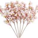 Lansdowns 5Pcs Artificial Silk Cherry Blossom Flower Artificial Cherry Blossom Branches for DIY Wedding Bouquets Home Japanese Decor（Pink）
