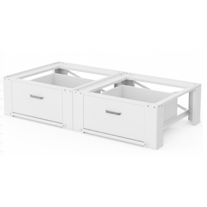 2 Pack Washer Dryer Pedestals with Drawer - 28" Laundry Pedestal for Washer and Dryer Stand, Steel Washing Machine Stand Raiser, 14.3 Inches Height Elevation White