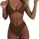 Firzero High Waisted Bikini Sets for Women Front Tie Knot Tie Two Piece Bathing Suits Tummy Control Swimsuit 2024 Beachwear, Size S