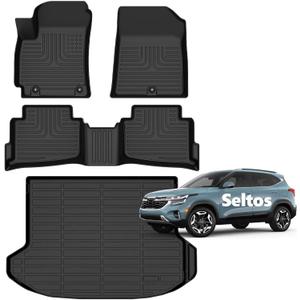 for Kia Seltos Floor Mats 2024 2025 2026 S/LX/EX/X-Line, (Cargo Liner Only Fit The Upper Layer) All Weather Car Mats for Kia Seltos Accessories