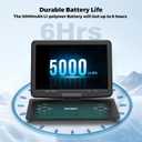 16.9''Portable DVD Player with 14.1''HD Large Screen, 5 Hours Rechargeable Battery, Kids DVD Players for Car Travel, USB/SD Card/Sync TV and Multiple Disc Formats, Black