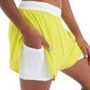 PATPAT Girls 2-in-1 Shorts, Ultra-Light Quick-Dry Active Shorts with Bamboo Viscose Liner for Kids Soccer Dance Biker Sports (Yellow, L)