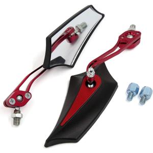 uxcell Motorcycle Aluminum Alloy Red Black Handlebar Rear View Side Mirror 2 Pcs