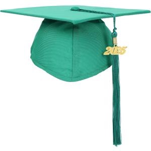 2 x Newrara Graduation Unisex Matte Adult Graduation Cap with Tassel (Green)