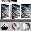 American Flag Canvas Wall Art, 4th of July Patriotic Poster Print, USA Flag Ocean Waves Abstract Picture, Modern Independence Day Wall Decor for Bedroom Living Room 16x24in Unframed