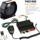12V 200W 9 Tones Police Warning Emergency Siren PA System [Slim Speaker][125-135dB][Handheld Microphone][Hands-Free][2 x 10A Switches] for Firefighter Ambulance Vehicles Truck Car SUV ATV UTV