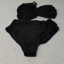 Womens Bikini Set High Waisted Swimwear Tie Knot High Rise Two Piece Swimsuits Bathing Suits (X-Large, Black)