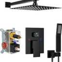Shower Faucet Set, Shower System with 10 Inch Rain Showerhead and Handheld Shower, Wall Mounted High-Pressure Showerhead Combo Set Included Valve and Trim, Matte Black
