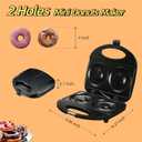 Mini Donut Maker Machine for Kid-Electric Non-Stick Surface Makes 2 Mini Doughnuts-Friendly Breakfast, Snacks, Desserts-Black (2 Holes X4")