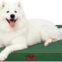 Outdoor Large Washable Dog Bed, Orthopedic Egg Crate Foam Dog Crate Mat for Large Dogs with Removable Oxford Cooling Cover, Dark Green (41.0"L x 27.0"W x 3.5"Th)