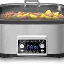 HEYNEMO 12-in-1 Programmable Slow Cooker, 8 Quart Slow Cooker with Timer, Temp Control and Auto Shut Off, Multi Cooker with Steaming Rack, Dishwasher-Safe Visual Glass Lid, Stainless Steel