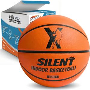 YGA Silent Basketball Size 7 (29.5"): Grooved Airless Indoor Basketball with Upgraded 95% Bounce - Ultra Quiet Basketball for Dribbling Indoor - Soft Foam Basketball with Realistic Grip & Deep Grooves (Gift Box, Ready to Play, Orange)