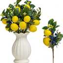 13 Inch Artificial Lemon Branches (6 Pack), Lifelike Faux Fruit Lemon Blueberry Stems for Home Decor Wedding Flower Arrangements Holiday Decorations