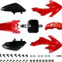 PRO BAT 7 PCs CRF50 Plastic Fender Kit XR50 Fairing Fender Kit Motorcycle Complete Fender Fairing Body Work Kit Fit for CRF 50 XR 50 SDG SSR 107 110 125 Pit Dirt Bike, Red&Black