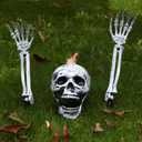 LOYIN Scary Halloween Decorations Outdoor Skeleton Arms and Hands Life Size Skeleton Stakes with Spider Web Set for Halloween Yard Decorations Skeleton Outdoor Halloween Decor