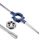 uxcell 1/2-28 UNEF Tap and Die Set with 38mm Round Die Stock Handle Wrench, High Speed Steel Machine Thread Tap and Round Die Threading Tool