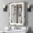 1624 inches LED Bathroom Mirror, Bathroom Vanity Mirror with Lights for Wall, Wall Mounted Vanity for Bathroom Makeup, Stepless Dimmable&Colors, Anti-Fog, Memory Function, Waterproof