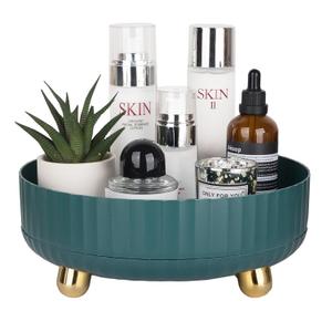 Anyoifax Makeup Perfume Organizer Tray 360 Degree Rotating Lazy Susan Skincare Lotion Organizer Spinning Cosmetics Storage for Dresser, Vanity, Bathroom Countertop, Small Teal Green (9 ")