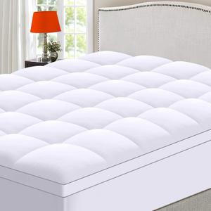 MASVIS 4 Piece King Size Mattress Topper Set - Soft Bed Sheets Set - Extra Thick Mattress Pad Cover for Back Pain - Overfilled Plush Pillow Top with 8-21 Inch Deep Pocket - White