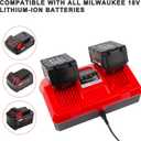18V Replacement Charger for Milwaukee Mk-18 Battery N18-N14 Dual-Port Rapid Charging Compatible with 18V XC Series Batteries 48-11-1850 48-11-1852 48-11-1862 48-11-1880 48-11-1812 48-11-1820