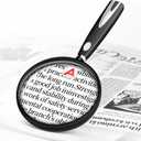 10X 30X Magnifying Glass for Reading, Handheld Magnifier for Reading, 90mm Magnifying Glass Scratch Resistant Lens, Soft Handle for Close Work Book Newspaper Nature Exploration (Black)