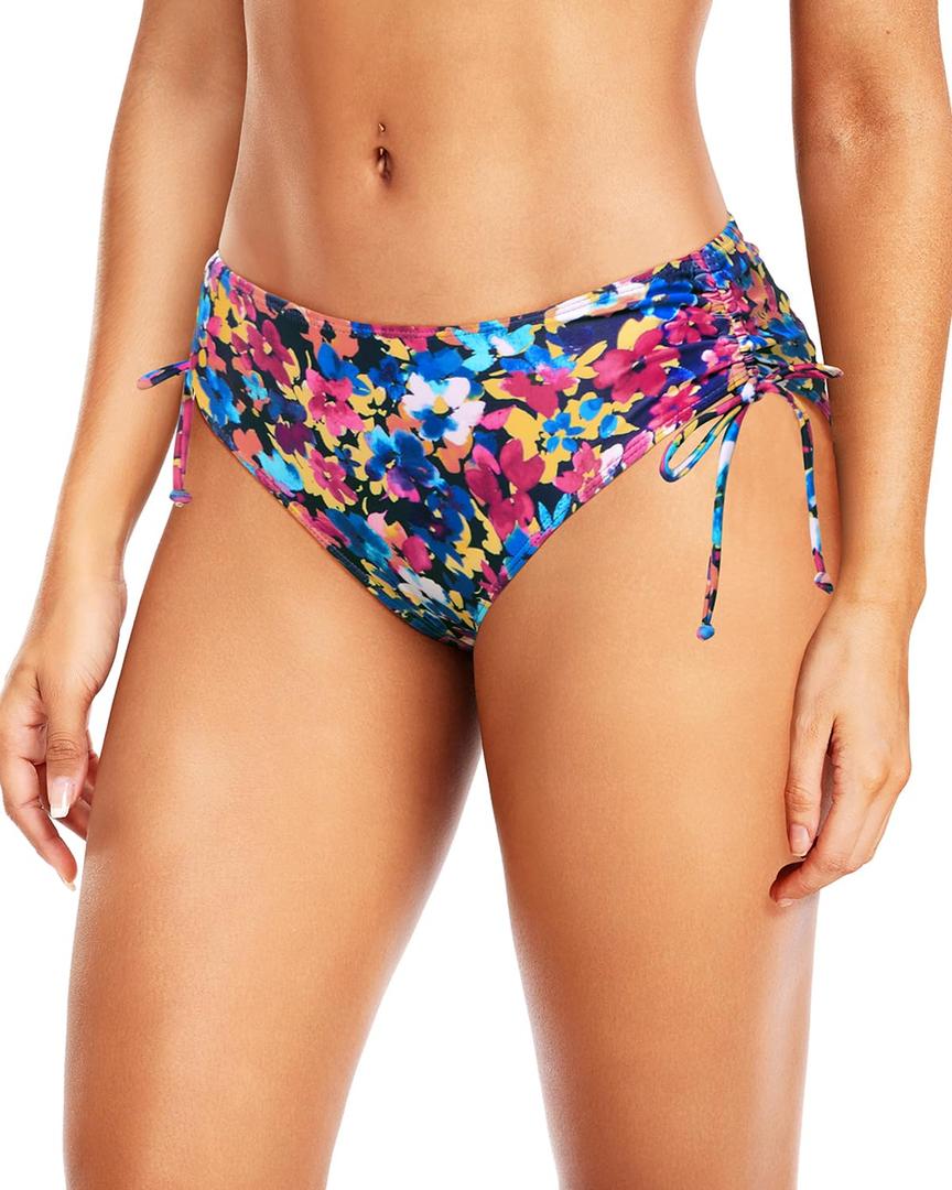 Daci Women's Side Tie Mid Rise Bikini Bottom, Colorful Floral, X-Small
