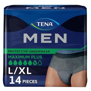 TENA Men Super Plus Disposable Underwear Male Pull On with Tear Away Seams Large/X-Large, 81920, Count of 14, X4
